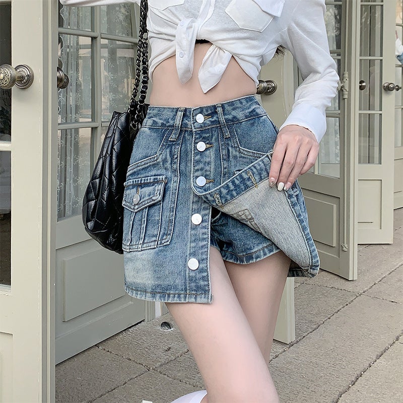 Vintage High-Waist Denim Skirt Plus Size Black  - Image 2