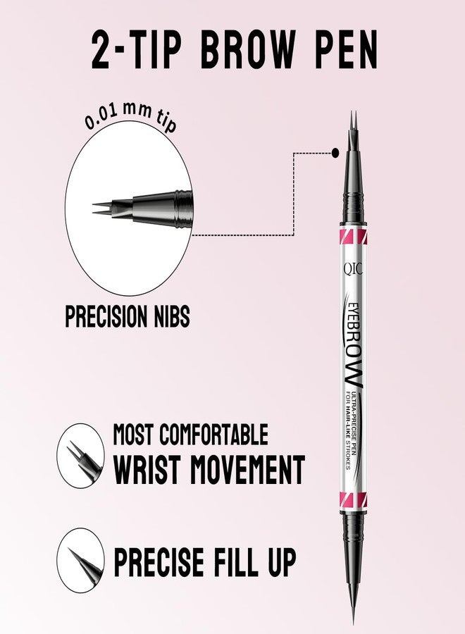 W3W Eyebrow Pen, Brow Pencil 2-in-1 Dual-Ended Microblading Eyebrow Pencil with Micro-Fork-Tip Precise Brush-Tip Eyebrow Pencils for Women (Dark Brown) - Image 2