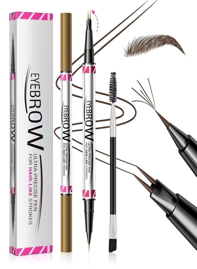 W3W Eyebrow Pen, Brow Pencil 2-in-1 Dual-Ended Microblading Eyebrow Pencil with Micro-Fork-Tip Precise Brush-Tip Eyebrow Pencils for Women (Dark Brown) - Image 1