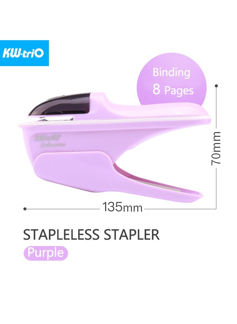 كيه دبليو تريو دباسة ورق KW-triO بدون دبابيس، دباسة بلاستيكية محمولة بدون دبابيس، تجليد 8 ورقات من الورق، لوازم مكتبية - Image 1