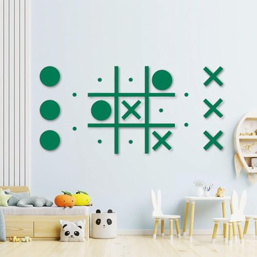 DUOLIYBC Magnetic Tic Tac Toe WallMount GameGame Room DecorModern Wall Decals for Kids RoomClassroomOfficesBest Gift for Family Friends Green - Image 1