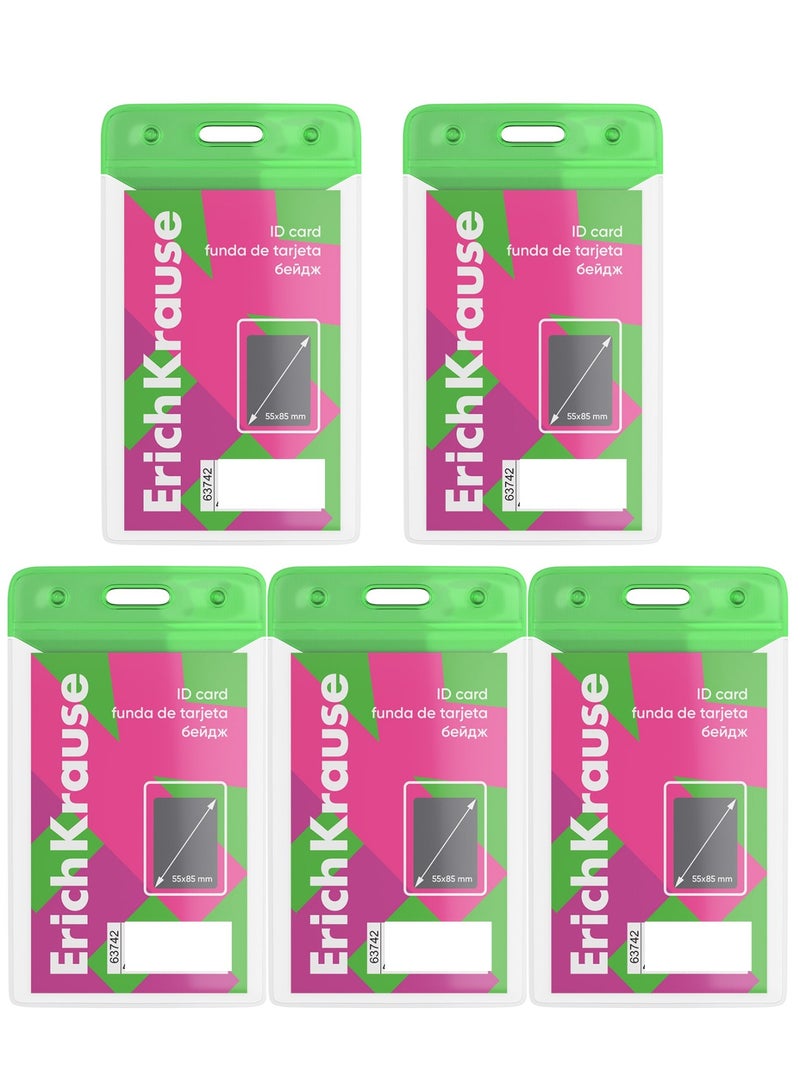 ErichKrause 5-Piece Plastic ID Card Holder Green - Image 1