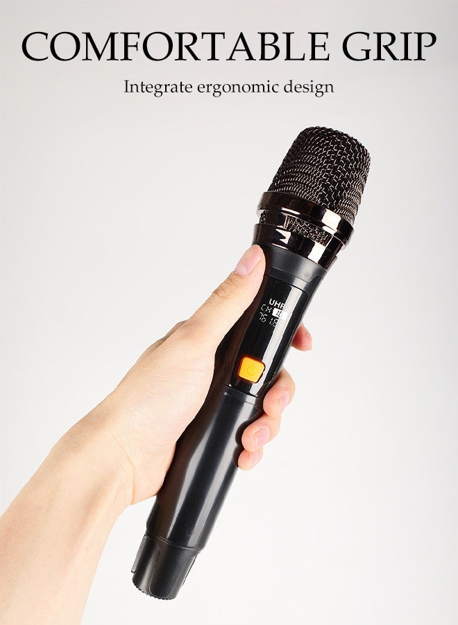 DUNISO Wireless Microphone，Handheld Dynamic Wireless Mic，Plug And Play，Anti Interference,Equipped With Battery,Receiver, Conversion Head, Charging Cable,Windproof Sponge， And Anti Slip Ring，Suitable For Singing, Karaoke, Church, Speech, Wedding, Party  - Image 2