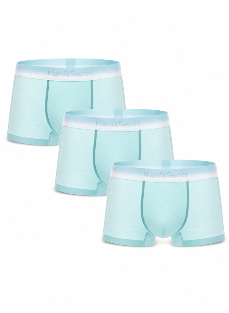 Men's Boxer Briefs 3 Pack Ice Silk Seamless Breathable Sweat Resistant Antibacterial No Roll Legs Honeycomb Mesh Pouch Soft Stretch For Daily Wear - Image 1