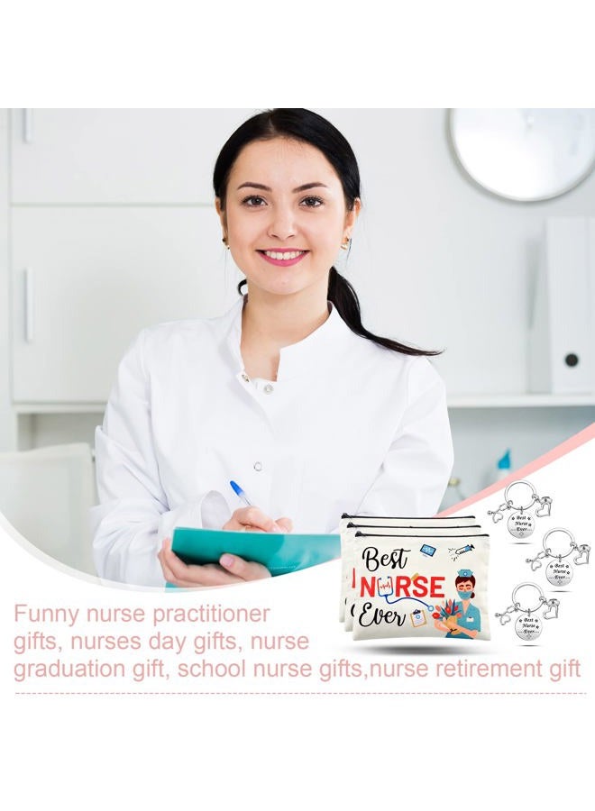 Yinkin طقم هدايا تقدير الممرضات 12 قطعة 6 حقائب مكياج للممرضات و 6 سلاسل مفاتيح تقدير الممرضات هدية عيد الميلاد للمنساء، متعدد الألوان، م - Image 4