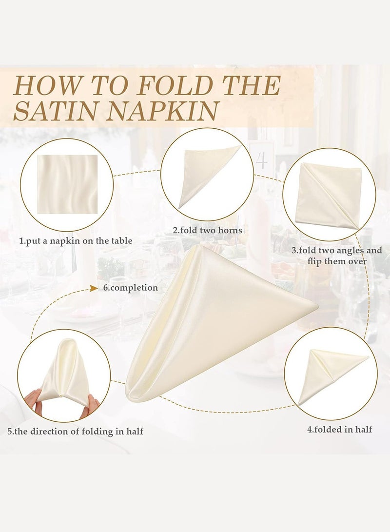 PCOMORE Luxury Satin Napkins Square Table Napkins, Smooth Silk Cloth Napkins 17x17 inch - 10 Pack, Premium Dinner & Wedding Party Napkins -Soft, Washable & Wrinkle-Resistant - Image 4