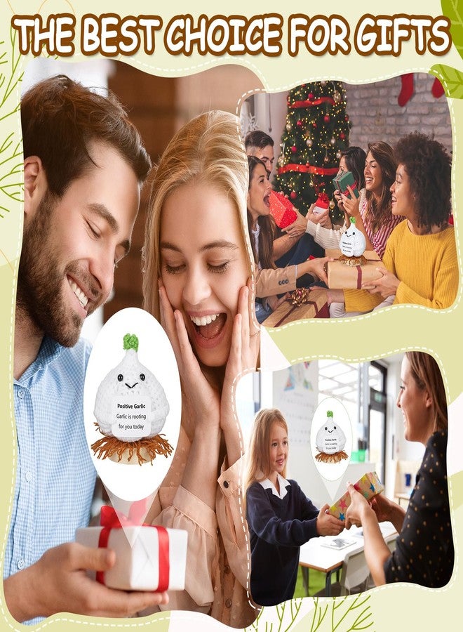 Lonfliness Mini Funny Positive Garlic Emotional Crochet Doll Support Cute Plush Knitted Garlic Toy with Positive Card Holiday Christmas Birthday Gifts for Him Her Teacher Appreciation Gift Office Decor - Image 5