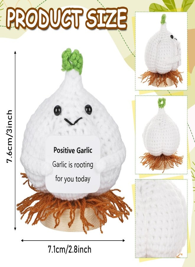 Lonfliness Mini Funny Positive Garlic Emotional Crochet Doll Support Cute Plush Knitted Garlic Toy with Positive Card Holiday Christmas Birthday Gifts for Him Her Teacher Appreciation Gift Office Decor - Image 2
