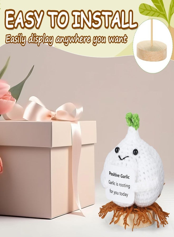 Lonfliness Mini Funny Positive Garlic Emotional Crochet Doll Support Cute Plush Knitted Garlic Toy with Positive Card Holiday Christmas Birthday Gifts for Him Her Teacher Appreciation Gift Office Decor - Image 4