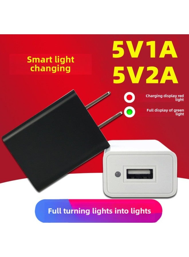 5v2a Variable Light Charger 5v1a Power Adapter Mobile Phone Usb Charger Turn Light Charging Headband Indicator Light-Color:Big M Black 5V1A Variable Lamp  - Image 1