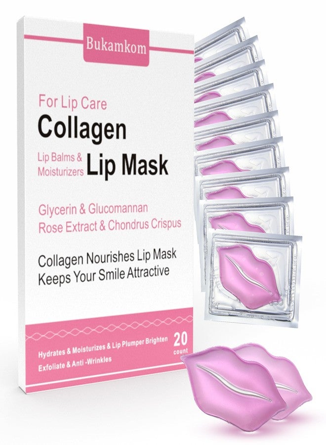 Bukamkom Collagen Lip Masks Bulk(20 Pieces/Box),Lip Mask Sheet Lip Care to Reduce Dark Lips and Lip Lines to Remove Dead Skin Moisture,Bulk Lip Masks Individually Wrapped(20) - Image 1