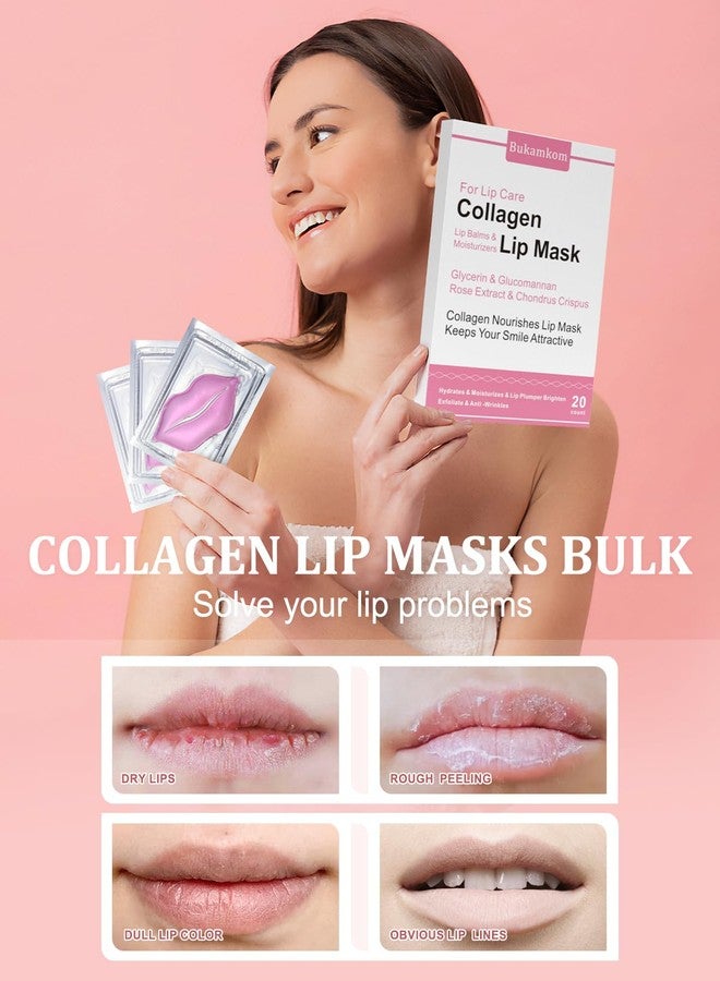 Bukamkom Collagen Lip Masks Bulk(20 Pieces/Box),Lip Mask Sheet Lip Care to Reduce Dark Lips and Lip Lines to Remove Dead Skin Moisture,Bulk Lip Masks Individually Wrapped(20) - Image 3