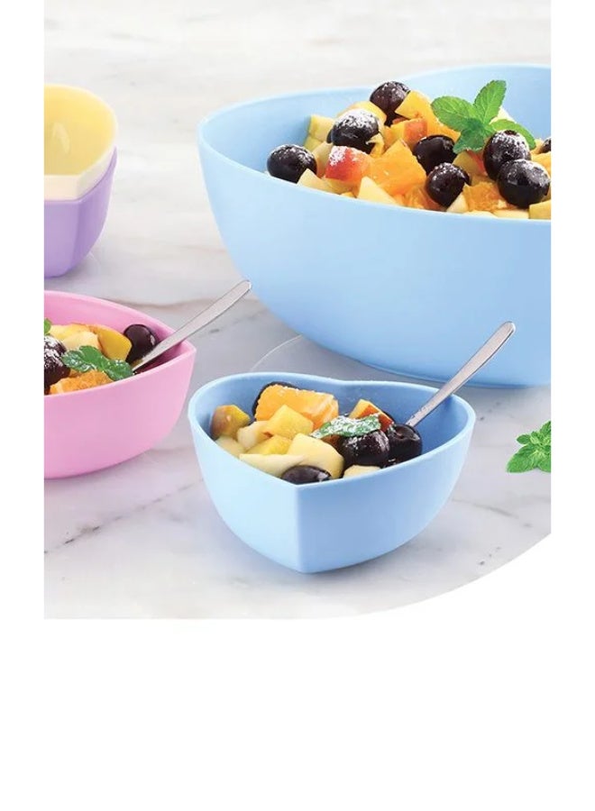 Lamsa Plast Tamsah Plast 5-Piece Plastic Bowl Set | Large Serving Bowl with 4 Individual Eating Bowls | Durable, Food-Grade Material for Parties, Picnics & Daily Use - Image 3
