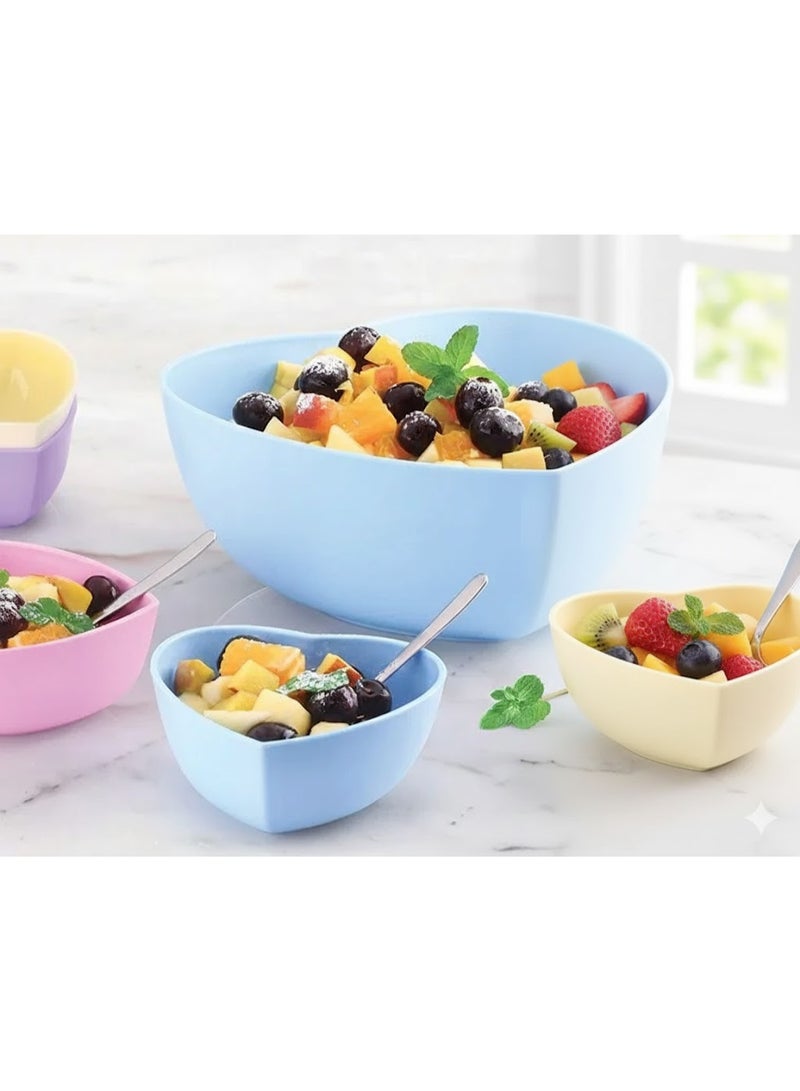 Lamsa Plast Tamsah Plast 5-Piece Plastic Bowl Set | Large Serving Bowl with 4 Individual Eating Bowls | Durable, Food-Grade Material for Parties, Picnics & Daily Use - Image 2