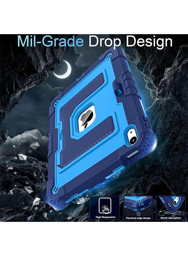 Military Grade Shockproof Case for iPad 11th Gen (2025, A16) 11 Inch & iPad 10th Gen (2022) 10.9 Inch - Heavy Duty Cover with Built-in Pencil Holder, Adjustable Kickstand & Detachable Shoulder Strap (Navy Blue) - Image 5