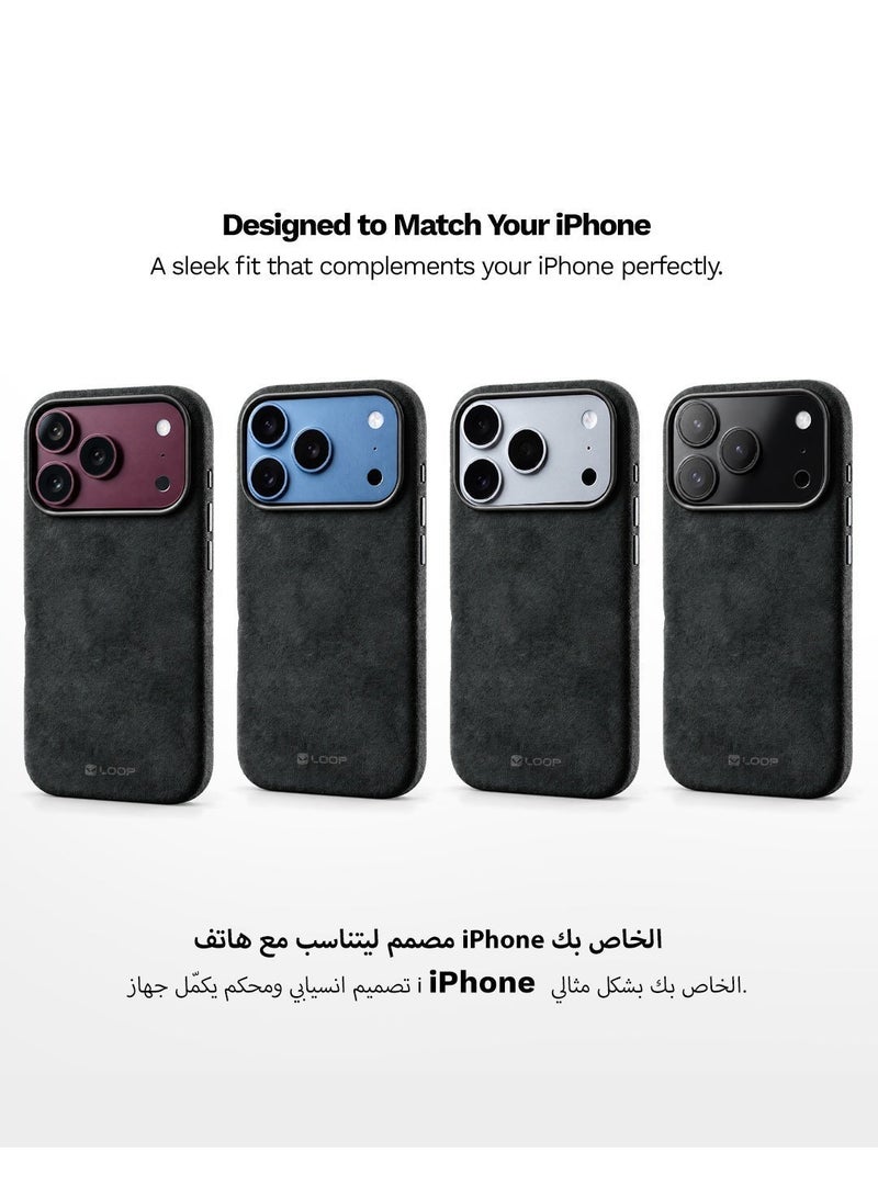 LOOP Alcantara Slim MagSafe Compatible Case for iPhone 18 Pro Max with Metal Buttons - Image 2