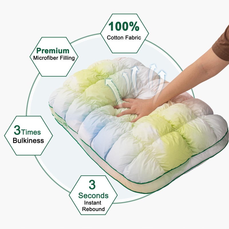 YOUR MOON Fluffy Support Bed Pillow Queen Size, Super Soft Premium Down-Alternative Filling for Sleeping, Luxury Hotel Quality Bed Pillows for Side Sleeper (Rainbow) - Image 3