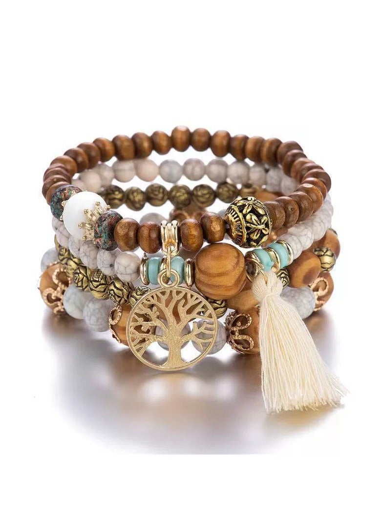 Goolsky سوار متعدد الطبقات من سبائك البوهيمية، مجوهرات يدوية عتيقة للنساء، تطابق مثالي للملابس الكاجوال، مناسب للاستخدام اليومي والحفلات - Image 1