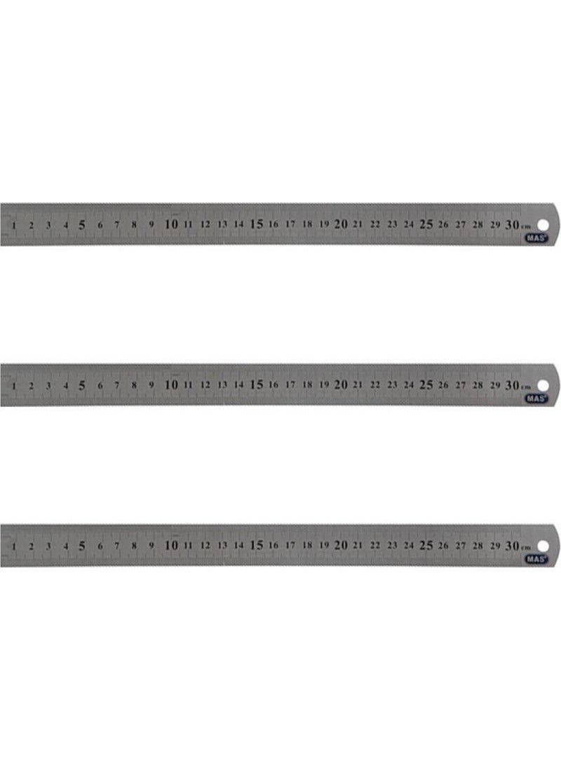 MAS 2330 Steel Ruler 30CM - 3 Pieces 