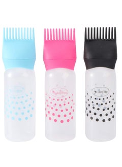 minkissy minkissy Root Comb Applicator Bottle 3 Pack Dye Hair Oils For Hair Growth Bottle Applicator Brush Root Comb Bottle With Graduated Scale Hair Oil Applicator Hair Coloring Tools 