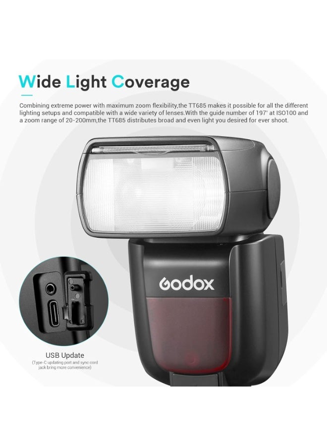 جودوكس فلاش Godox TT685II-S TTL لكاميرات سوني – تزامن عالي السرعة ونظام لاسلكي X، باللون الأسود - Image 5