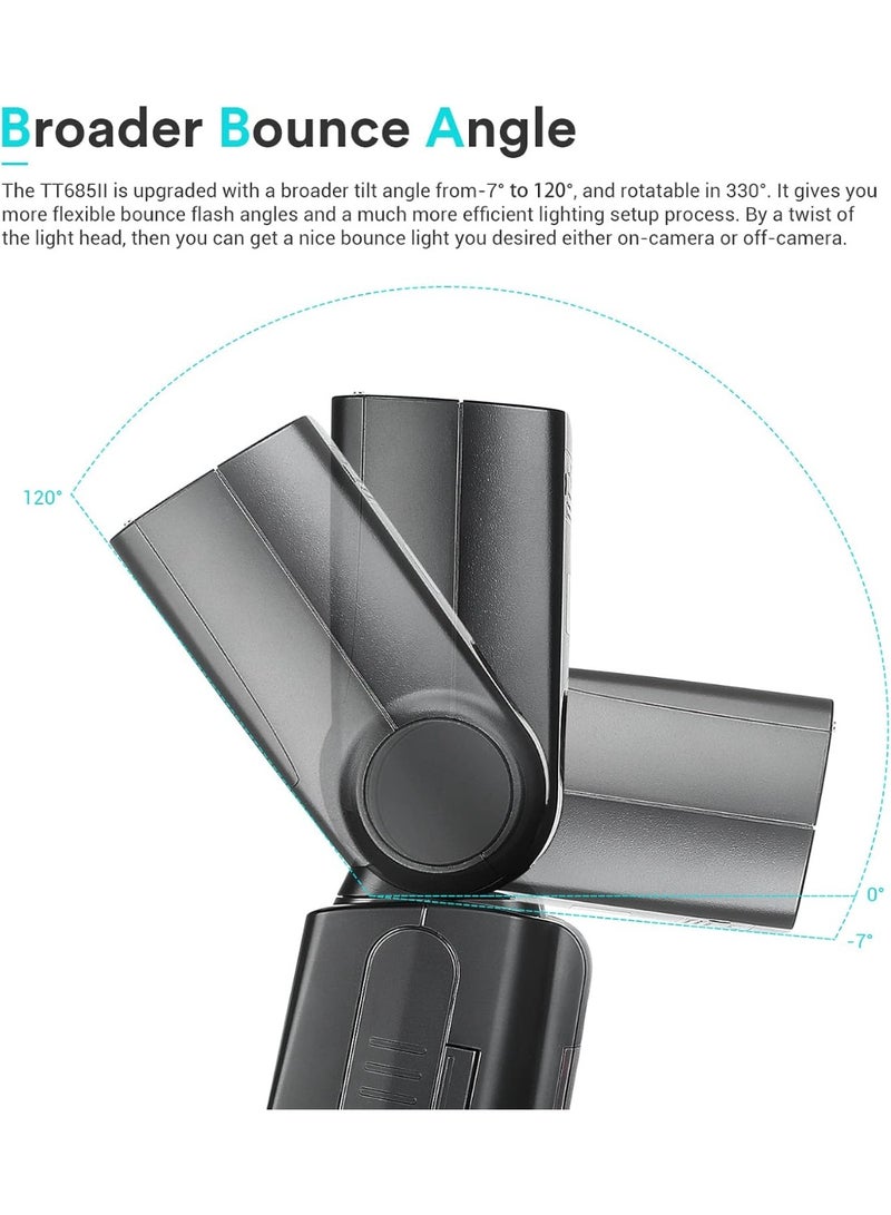 جودوكس فلاش Godox TT685II-S TTL لكاميرات سوني – تزامن عالي السرعة ونظام لاسلكي X، باللون الأسود - Image 2