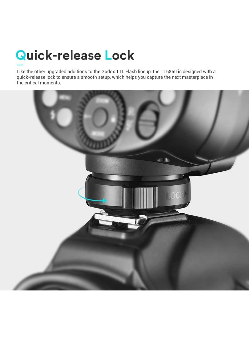 جودوكس فلاش Godox TT685II-S TTL لكاميرات سوني – تزامن عالي السرعة ونظام لاسلكي X، باللون الأسود - Image 4