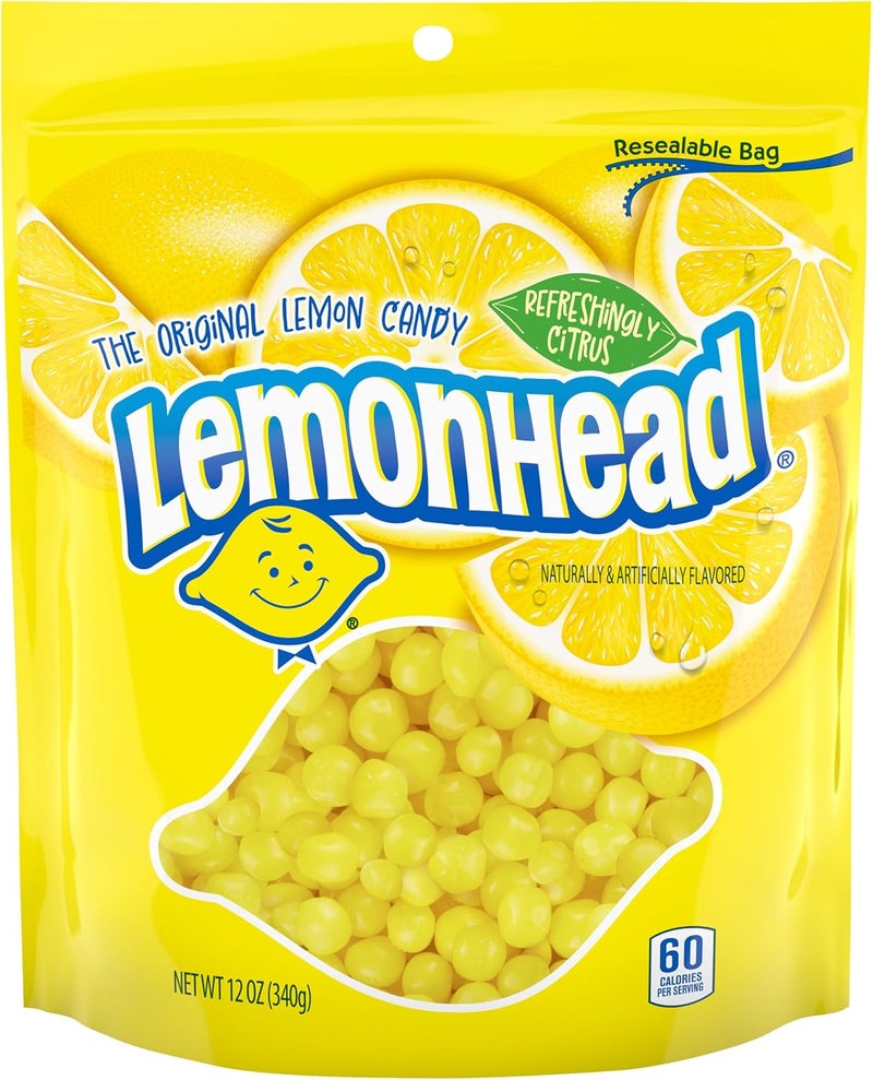 Lemonhead Hard Lemon Candy - Refreshingly Citrus Flavor in Resealable 12 oz Bag - Image 1