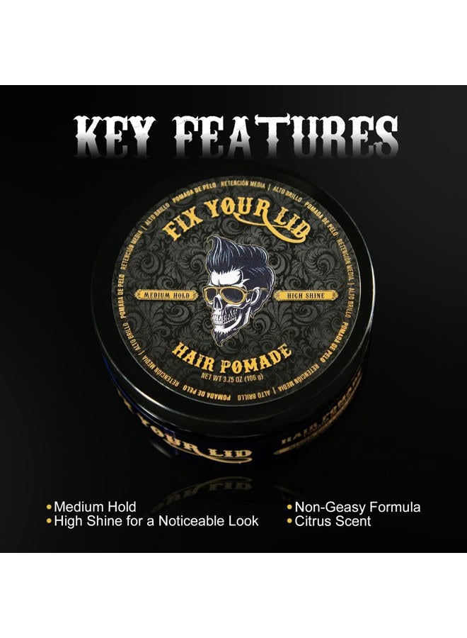 FIX YOUR LID مستحضر تصفيف الشعر للرجال - مستحضر قائم على الماء مع تثبيت متوسط ولمعان عالي - يناسب جميع أنواع وأشكال شعر الرجال - سهل الغسل - 3.75 أونصة - Image 2
