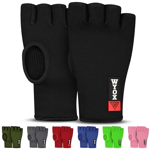 WYOX Boxing Hand Wraps Inner Gloves Men Women, Half Finger Under Mitts with Elasticated Bandages for Fist Protection, Ideal for Muay Thai, Kickboxing, MMA, and Martial Arts, Perfect for Training - Image 1