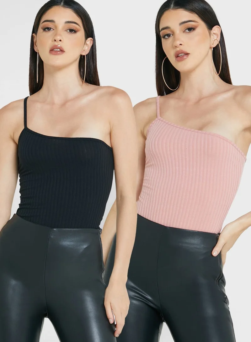 Missguided 2 Pack Ribbed One Shoulder Body