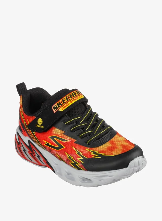SKECHERS Boys Printed Light-Up Sports Shoes with Hook and Loop Closure - LIGHT STORM 2.0