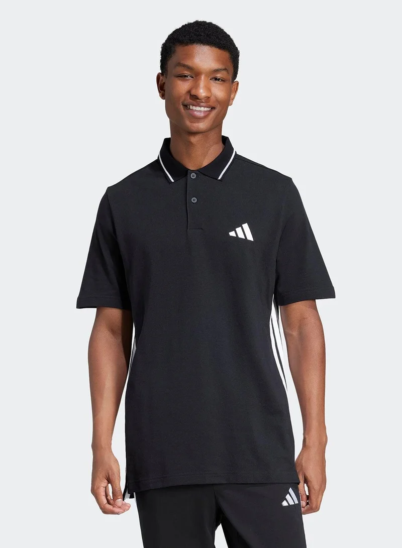 Adidas M 3S Pq Ps Black Training Polo Shirts For Men XS