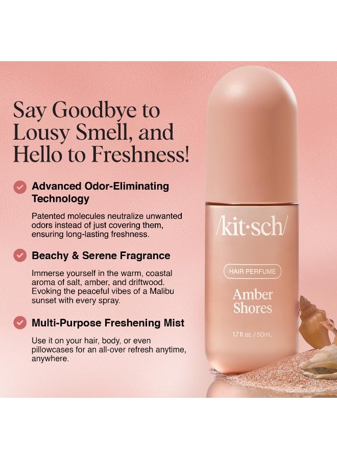 Kitsch Kitsch Amber Shores Hair Perfume For Women - Clean, Deodorizing, Patented Odor-Eliminating Technology, Hair Body Mist, Freshen Body & Pillow - Woody Aquatic Fragrance - Salt & Driftwood Scent-50ml  - Image 2