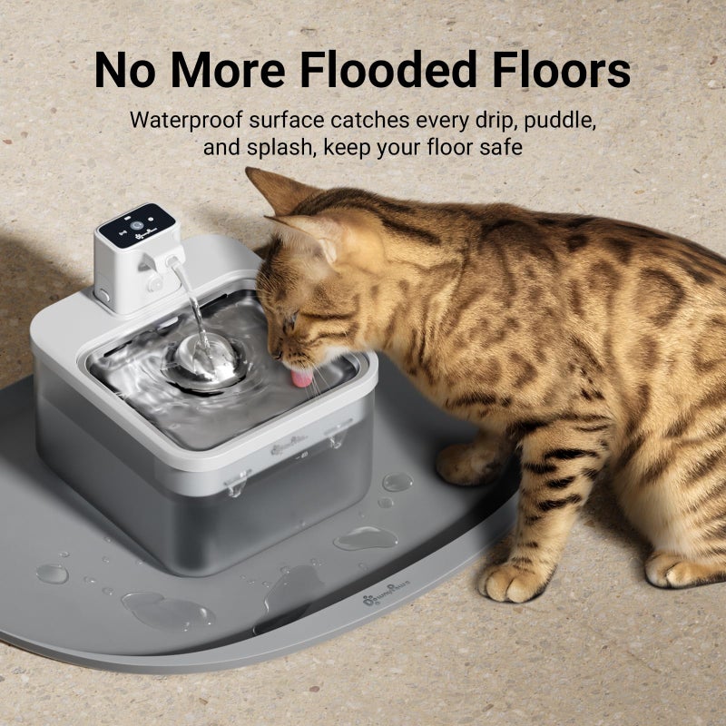 DownyPaws Cat Food Mats for Floors Waterproof, BPA Free Silicone Pet Feeding Mat, Non-Slip Pet Food Mat with High Raised Edge, Cat Placemat for Messy Drinkers, 18"Ã—12.5", Gray - Image 3