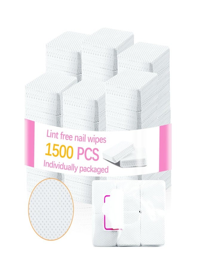 lipetol 1500 Pcs Lint Free Nail Wipes, White No Lint Nail Wipes for Gel Nails Lint Free Polish Remover Wipe Eyelash Extensions Glue Nails Cleaning Pads Supplies - Image 1