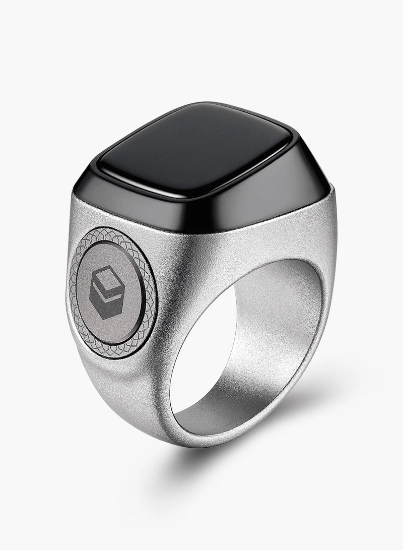 يومكس عداد رقمي تسبيح ذكي خاتم الذكر معدن 18 ملم فضي - Image 1