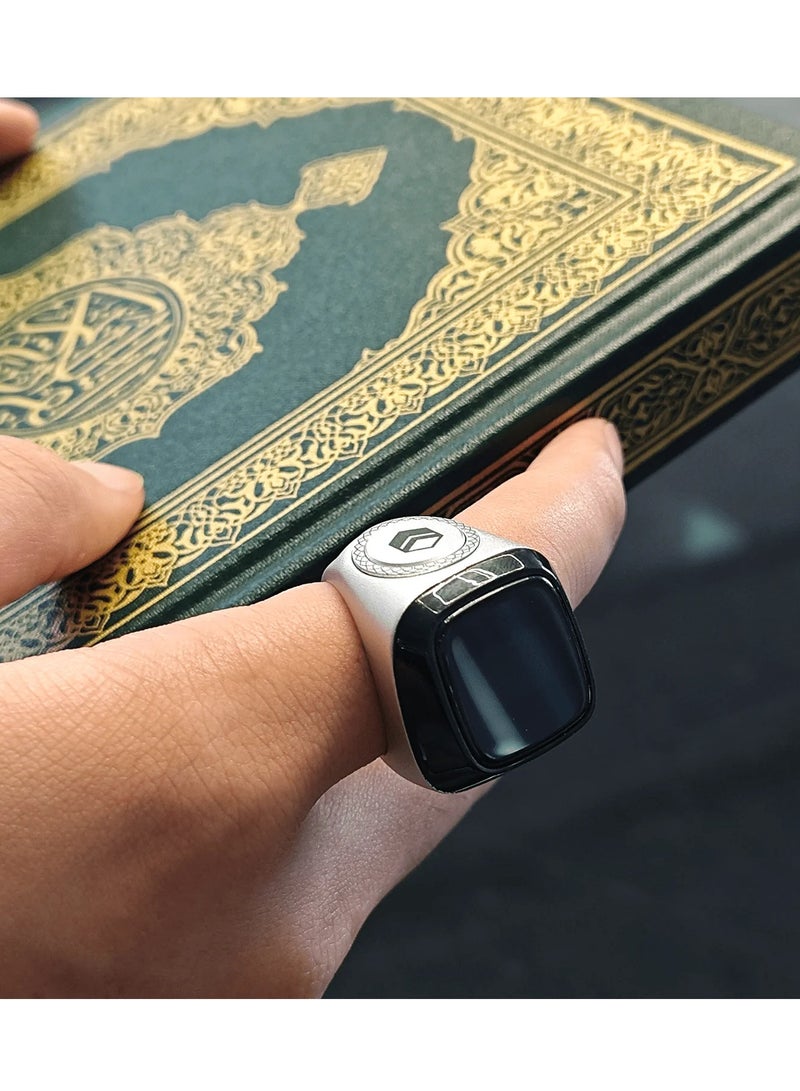 يومكس عداد رقمي تسبيح ذكي خاتم الذكر معدن 18 ملم فضي - Image 3