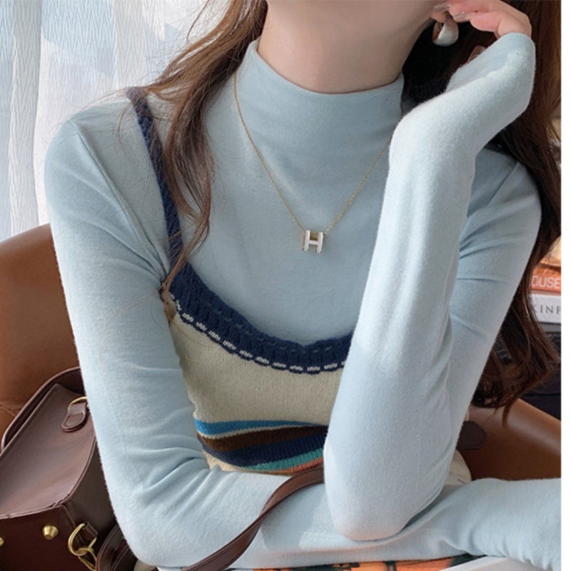 De Rong 230G Warm Backing Shirt De Rong Warm Half High Collar Backing Shirt Women'S Top Fashion - Image 3