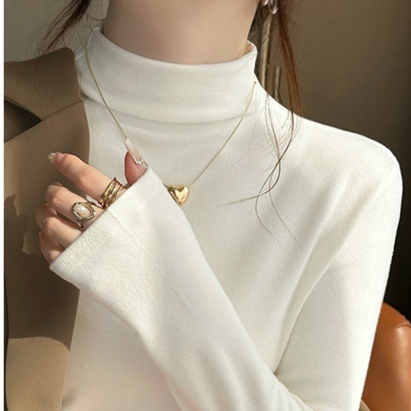 De Rong 230G Warm Backing Shirt De Rong Warm Half High Collar Backing Shirt Women'S Top Fashion - Image 4