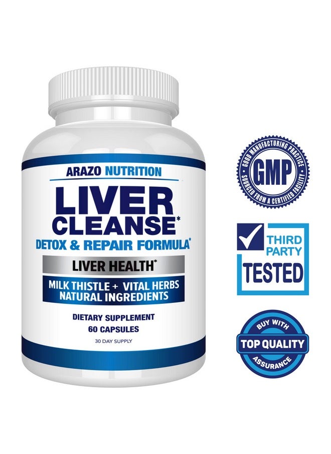 Arazo Nutrition Liver Cleanse Detox & Repair Formula Milk Thistle Herbal Support Supplement: Silymarin Beet Artichoke Dandelion Chicory Root  - Image 3