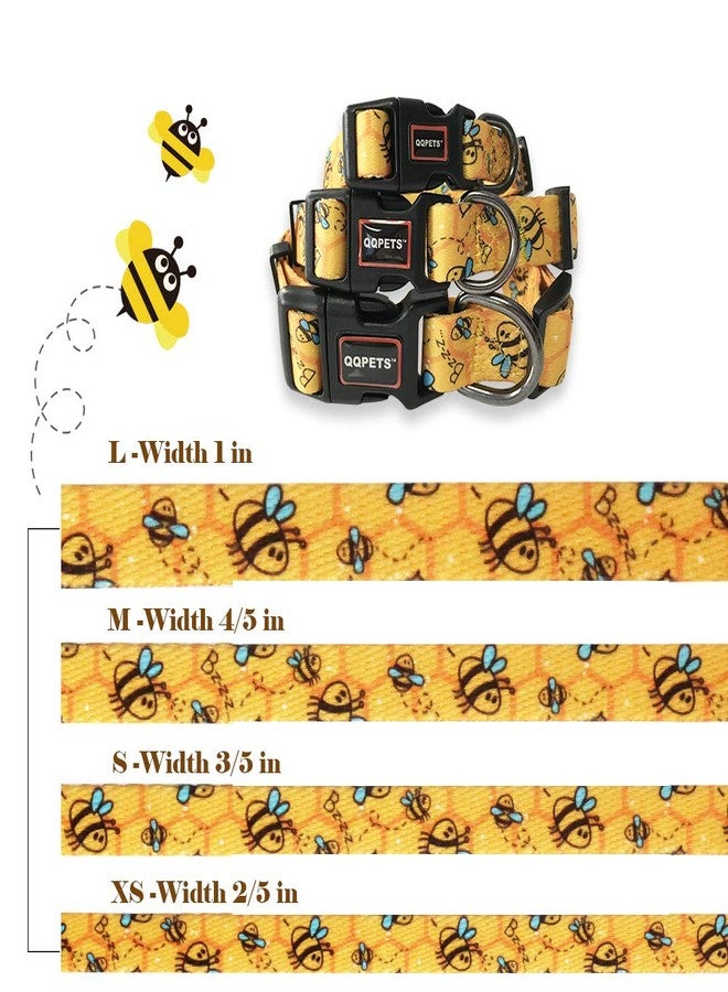 كيوكيو بيتس طوق كلاب ناعم قابل للتعديل من QQPETS: مطبوع عليه زهور وردية متعددة الألوان بنقوش لطيفة، مناسب للحيوانات الأليفة من الإناث والذكور، للمشي والجري والتدريب، مقاس صغير (S، نحلة صفراء). - Image 5