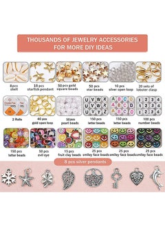 YelaJoy 6000 Pcs Clay Beads for Bracelet Making kits, Flat Round Clay Spacer Beads with 900 Pcs Letter Beads, Pendants, Jump Rings，Clay Beads for Jewelry Making Kit Earring Necklace Bracelets  - Image 5