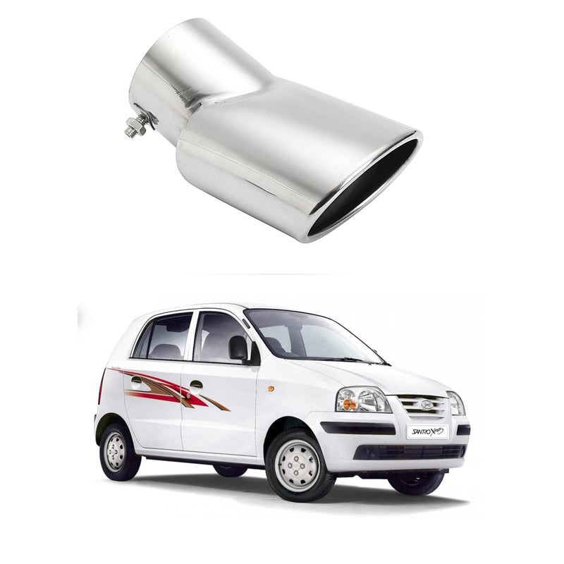 Oshotto Stainless Steel SS-009 Car Exhaust Muffler Silencer Cover Compatible with Hyundai Santro Xing Old (Chrome) - Image 1