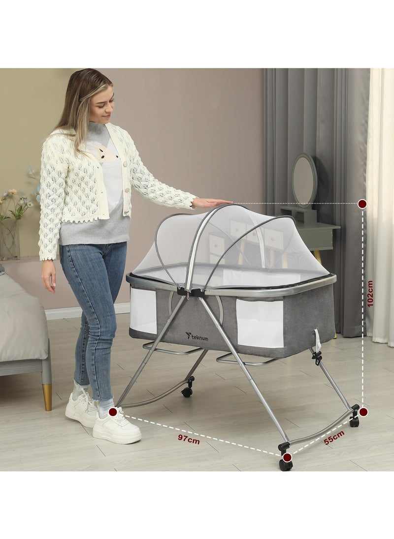 TEKNUM - Teknum 3-IN-1 Baby Cot/Cradle w/ Mosquito net & Wheels – Ivory - Image 1