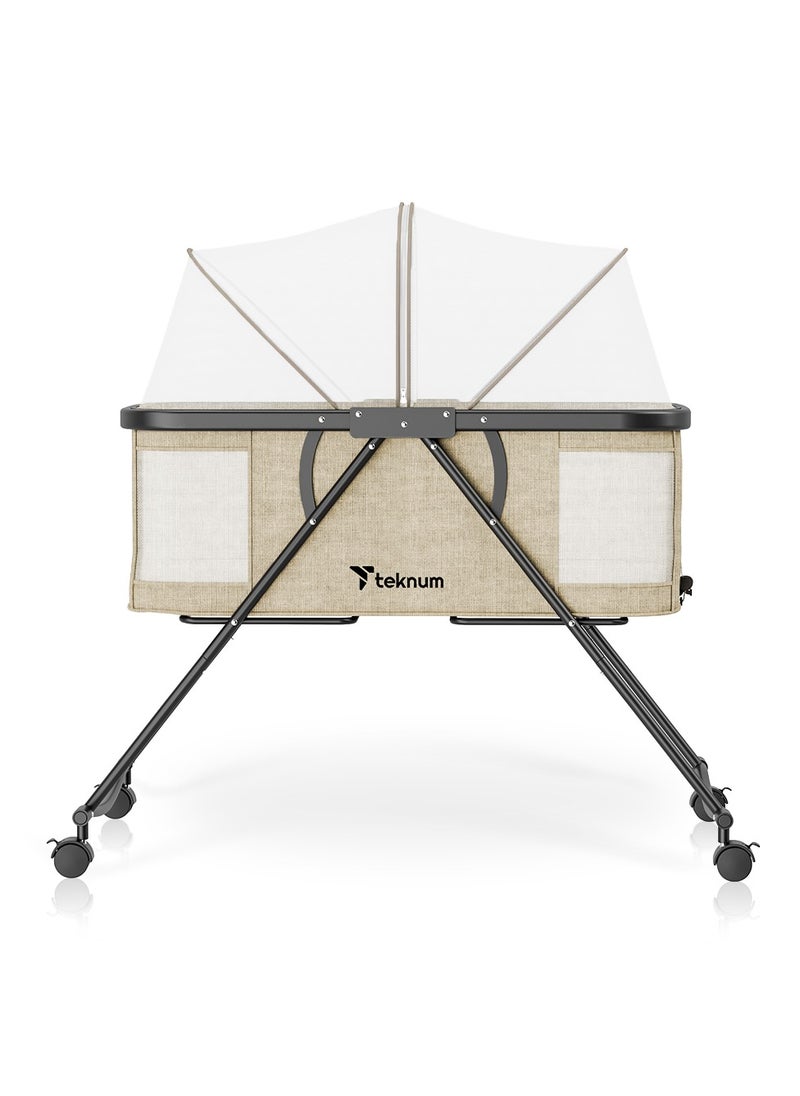 TEKNUM Teknum 3-IN-1 Baby Cot/Cradle w/ Mosquito net & Wheels – Ivory  - Image 1