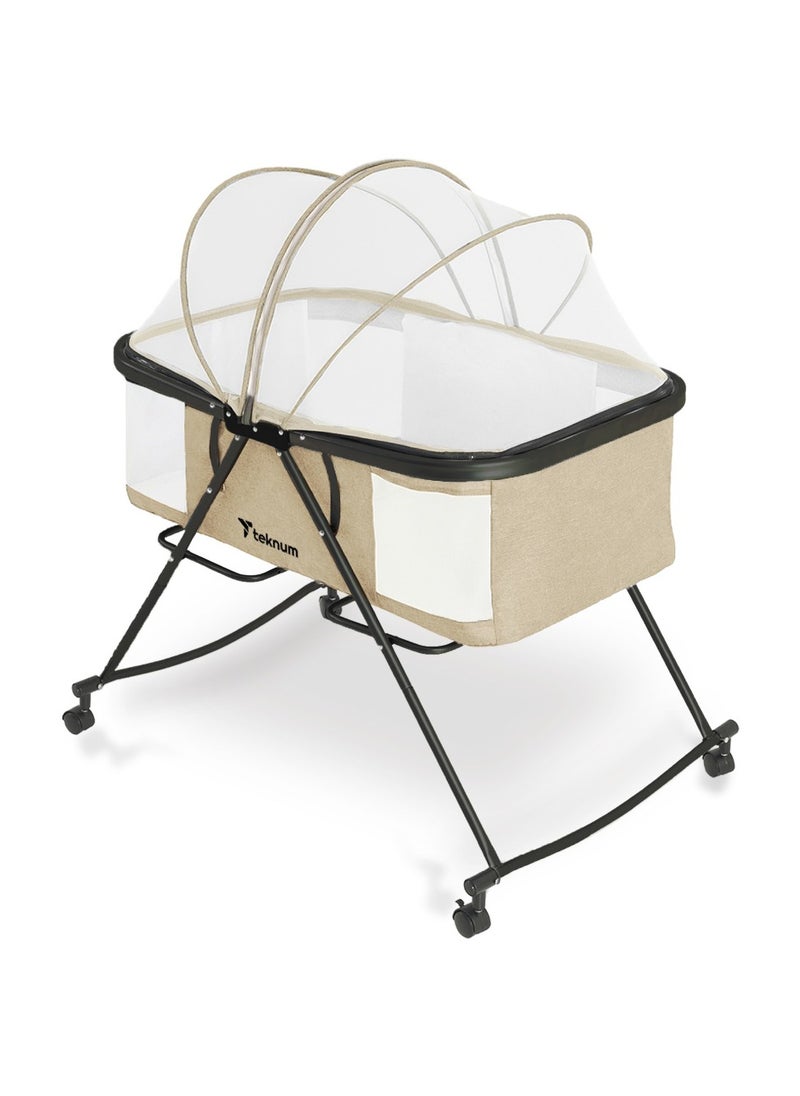 TEKNUM Teknum 3-IN-1 Baby Cot/Cradle w/ Mosquito net & Wheels – Ivory  - Image 2