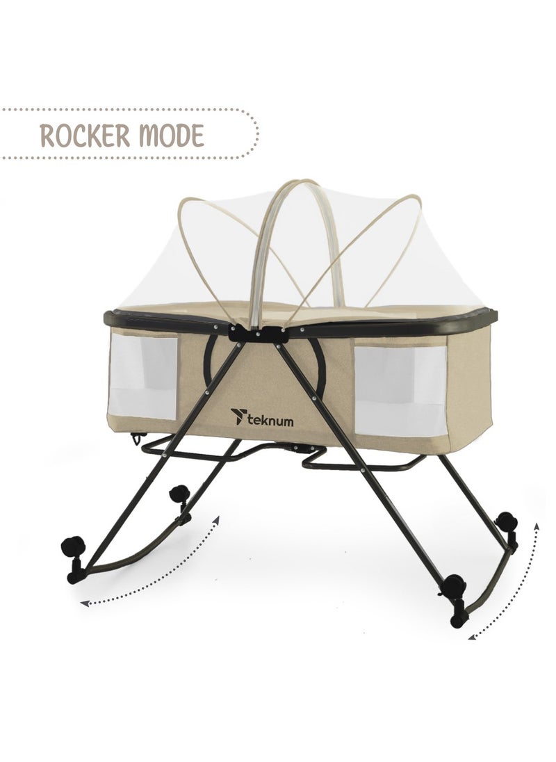 TEKNUM - Teknum 3-IN-1 Baby Cot/Cradle w/ Mosquito net & Wheels – Ivory - Image 1