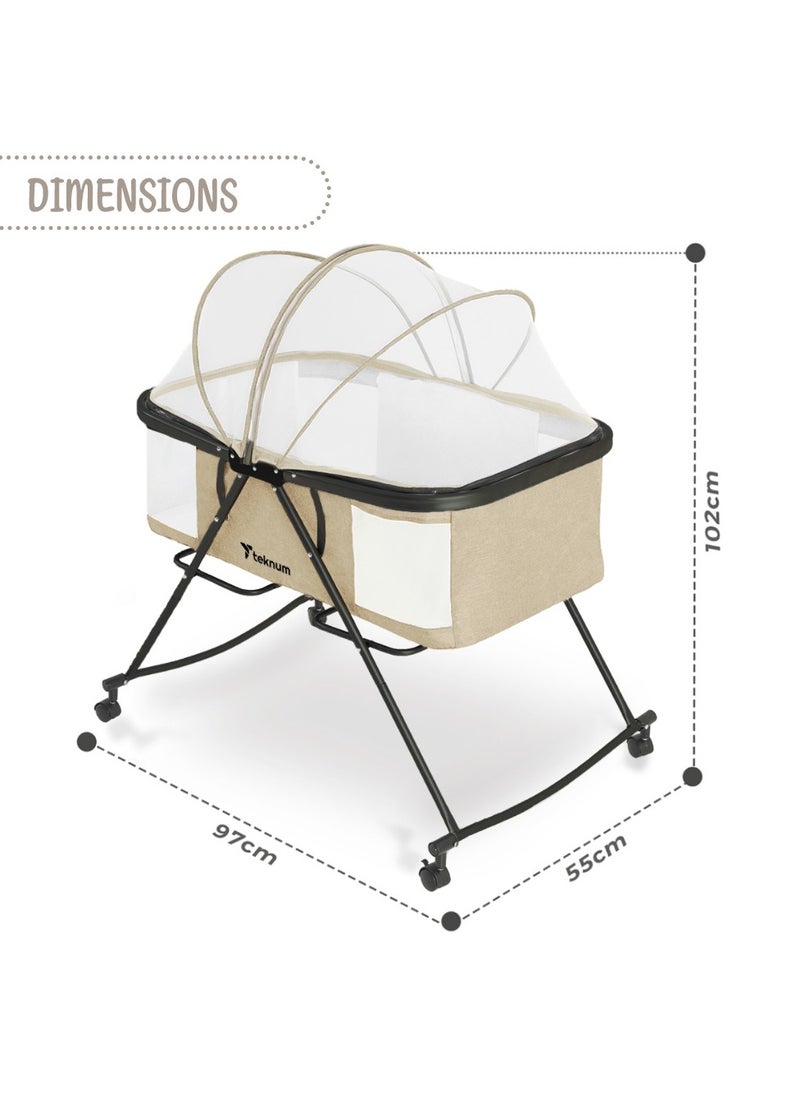 TEKNUM - Teknum 3-IN-1 Baby Cot/Cradle w/ Mosquito net & Wheels – Ivory - Image 1
