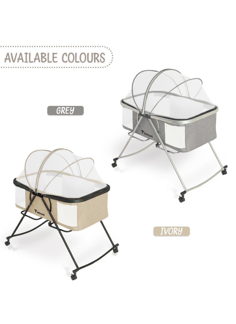 TEKNUM - Teknum 3-IN-1 Baby Cot/Cradle w/ Mosquito net & Wheels – Ivory - Image 1